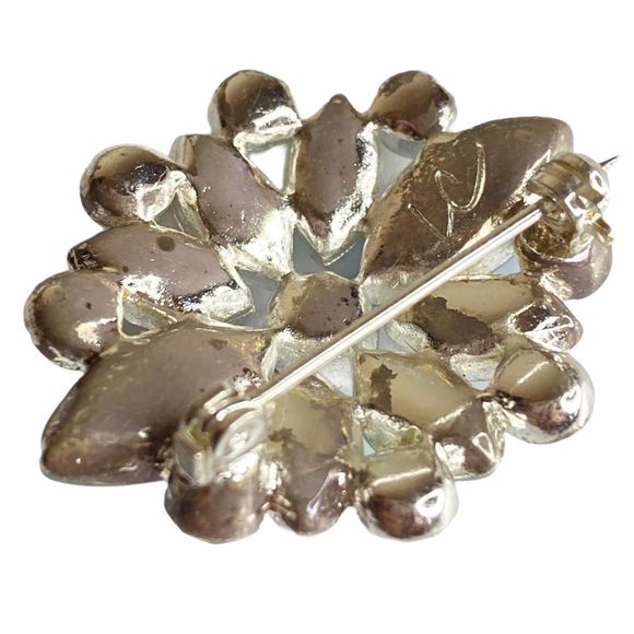 Signed LC MOONSTONE Like Multicolor Pin Brooch - Picture 2 of 7